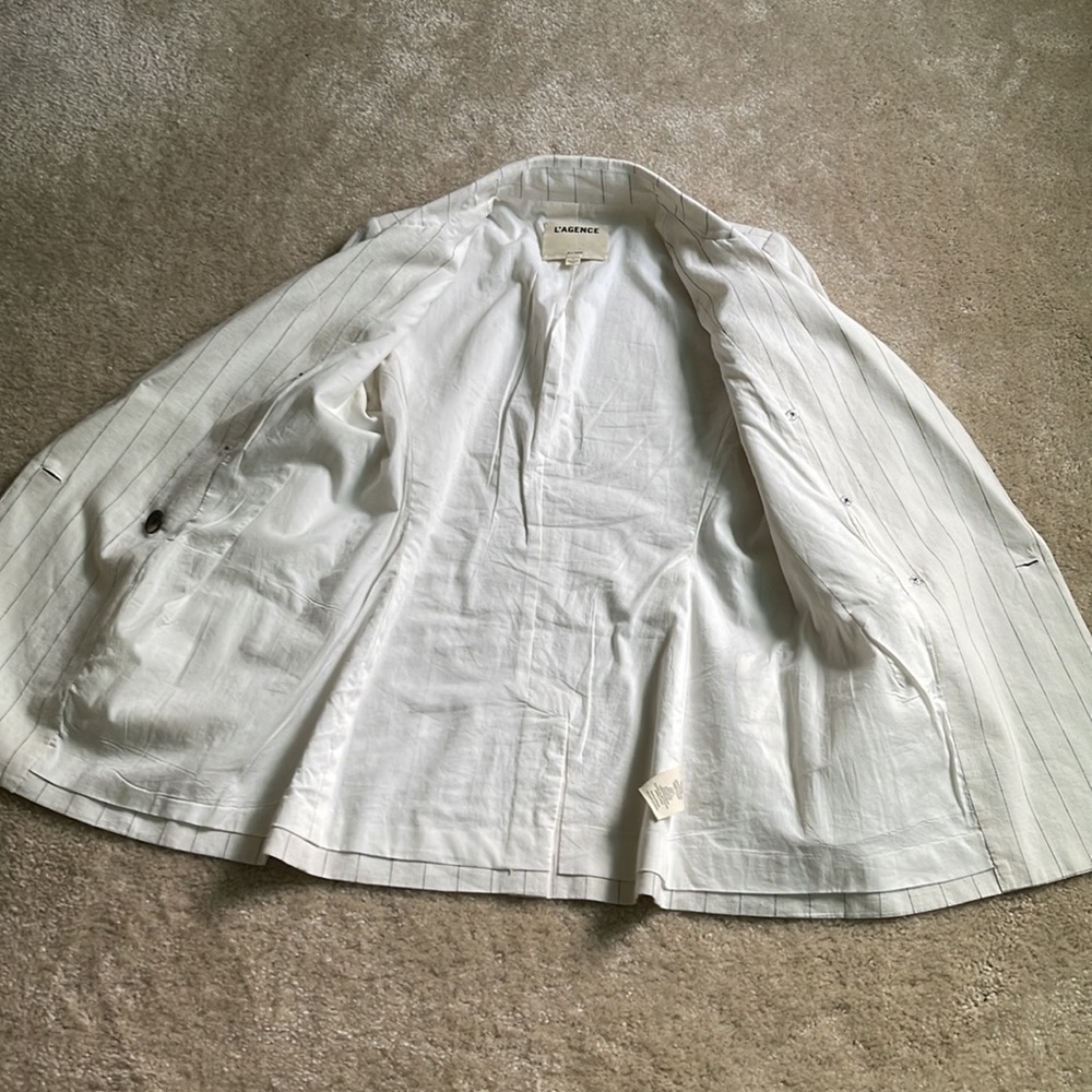 L'Agence Brea Pinstripe Linen Blazer - Picture 7 of 13